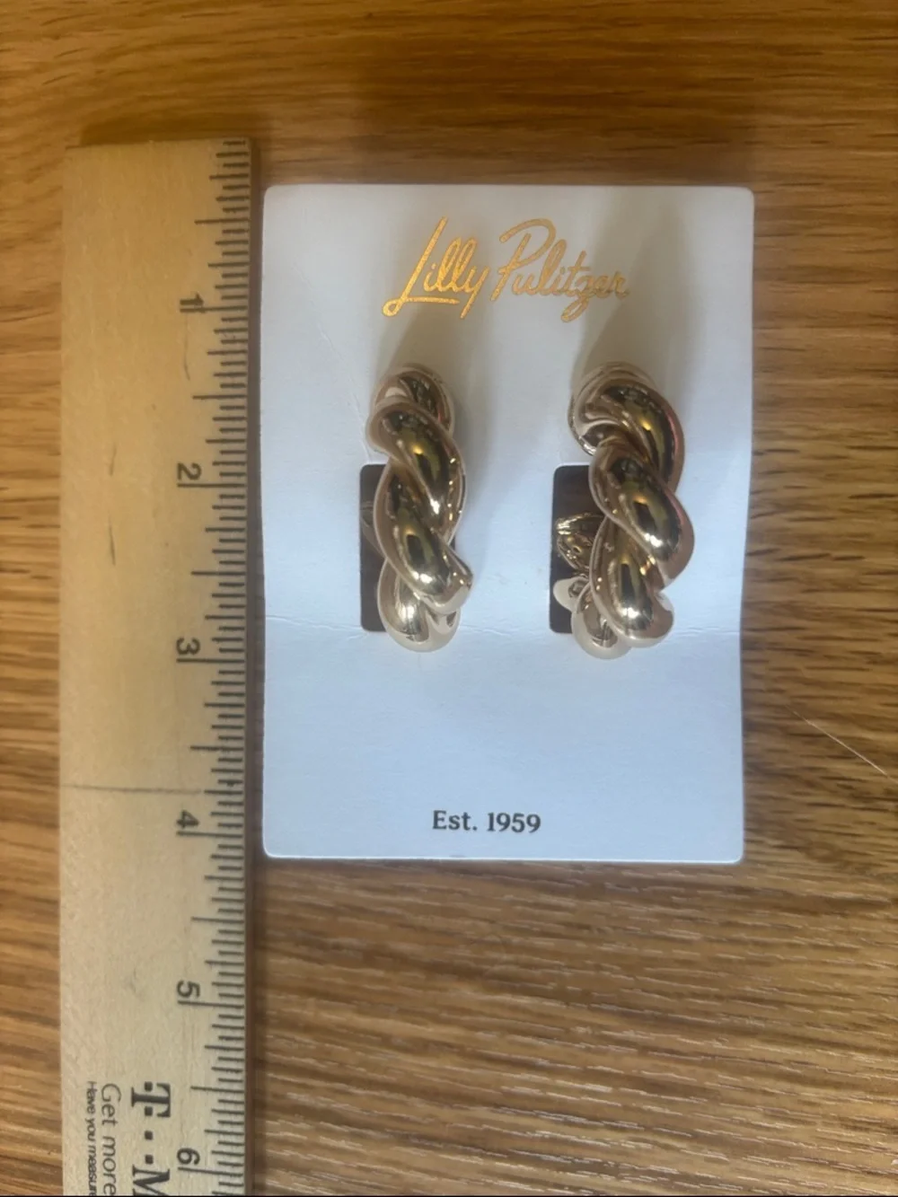 Lilly Pulitzer Gold Twisted Knot Earrings with Pink Print Pouch - Picture 4 of 4